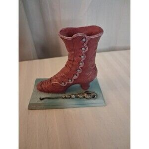 CMP Resin Figurine Collectible Pink Boot and Thread 3 in x 3 in x 1.5 in